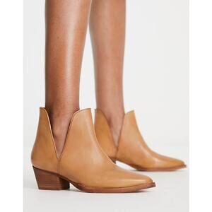 NEW Free People Women's Tan Pointed Toe Charm Double V Ankle Boot Size 36